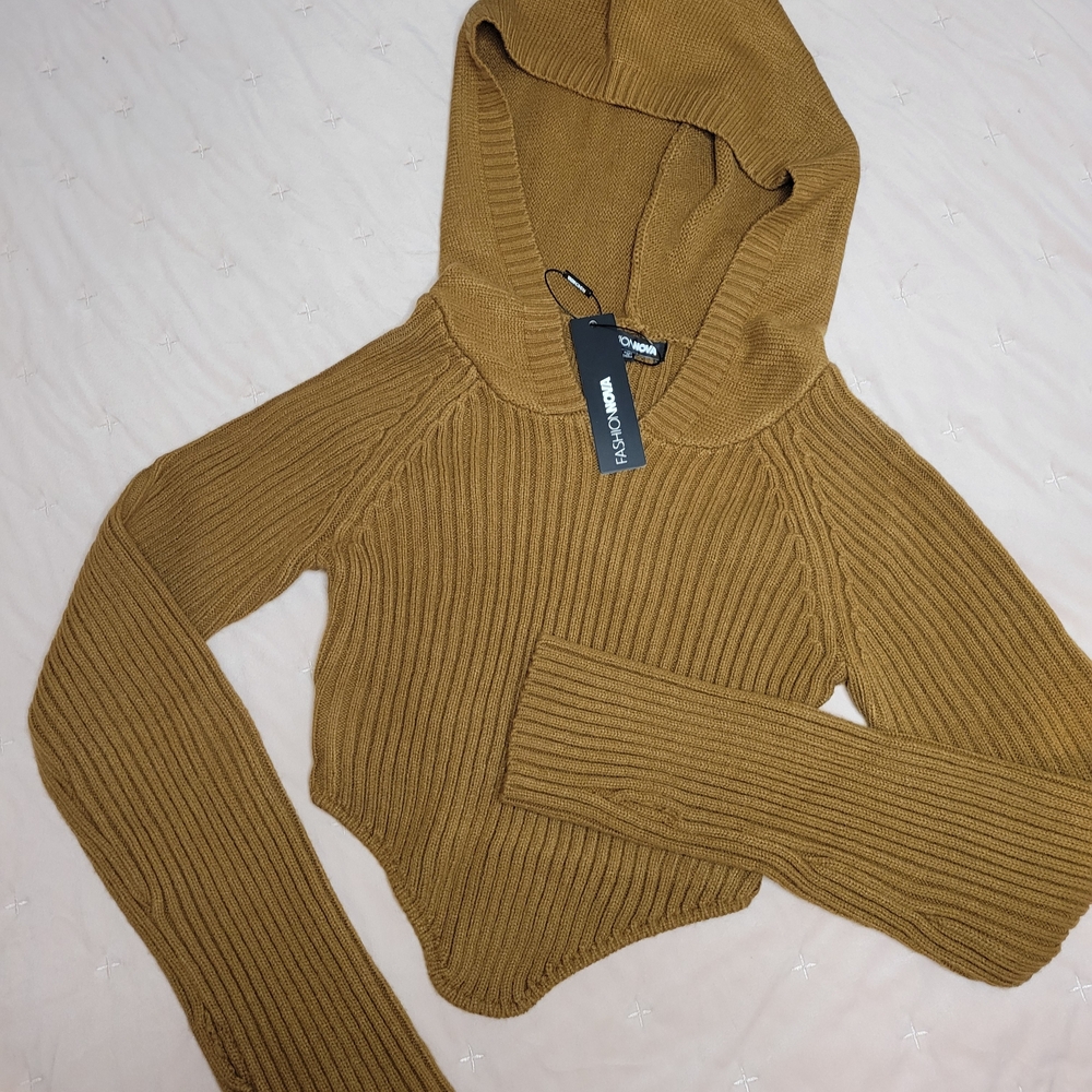 Fashion Nova Tan Hooded Top